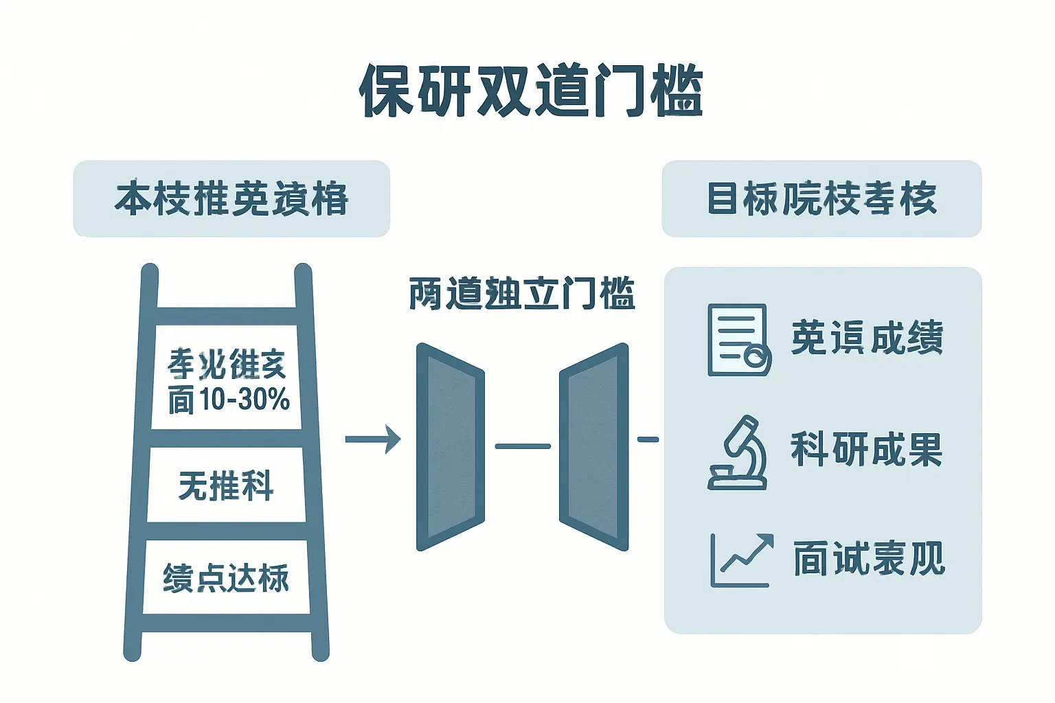 保研双重门槛示意图:本校推免资格与目标院校独立考核两道关卡的结构性解析